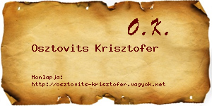 Osztovits Krisztofer névjegykártya